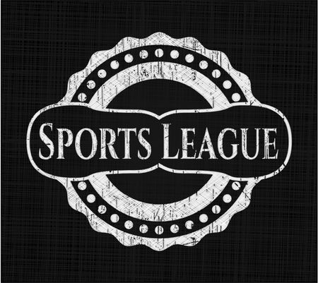 Sports League chalkboard emblem written on a blackboard