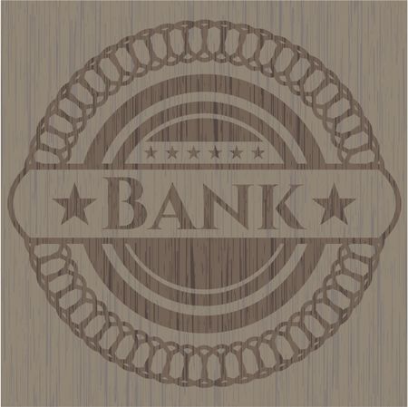 Bank badge with wooden background