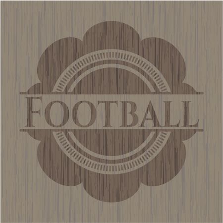 Football realistic wooden emblem