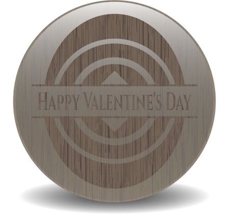 Happy Valentine's Day realistic wooden emblem