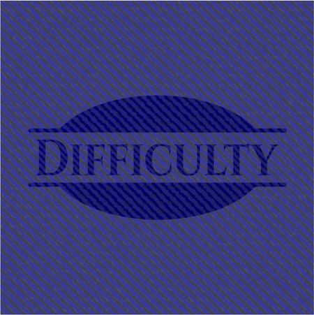 Difficulty badge with denim texture