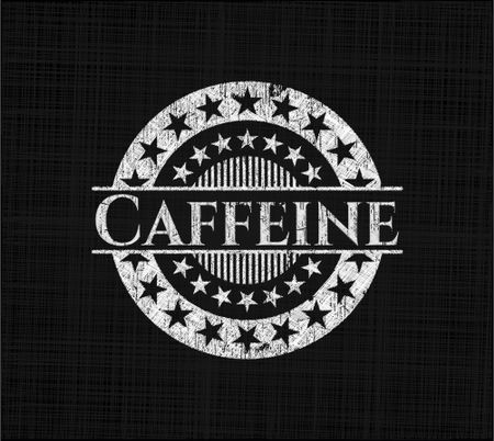 Caffeine chalkboard emblem on black board