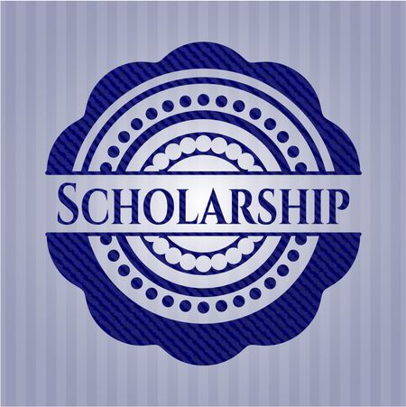 Scholarship badge with denim background