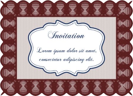 Vintage invitation template. Elegant design. Vector illustration. With guilloche pattern and background. 