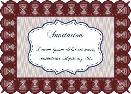 Vintage invitation template. Elegant design. Vector illustration. With guilloche pattern and background.