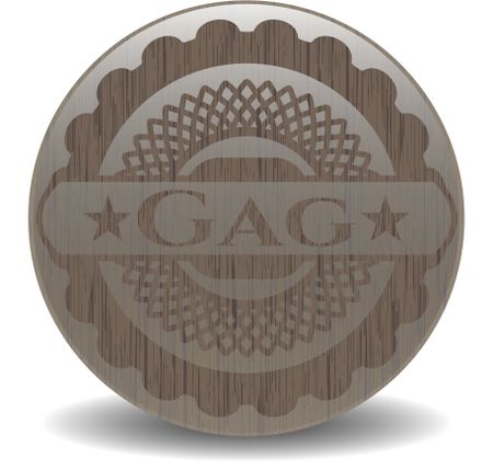 Gag wooden emblem. Vintage.