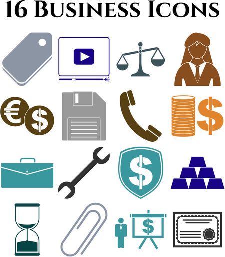 16 businessicon set. Universal Modern Icons.