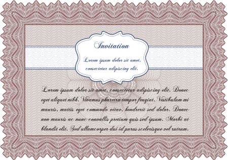 Retro invitation template. Border, frame. Artistry design. With complex linear background. 