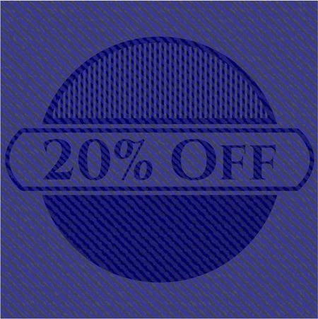 20% Off badge with denim background