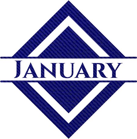 January badge with jean texture