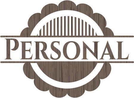 Personal badge with wooden background