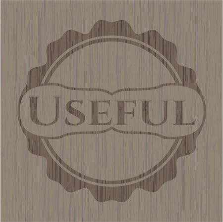 Useful badge with wooden background