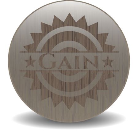 Gain badge with wooden background