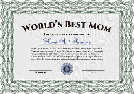 World's Best Mother Award Template. Customizable, Easy to edit and change colors. With complex background. Excellent design. 