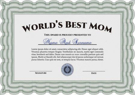 World's Best Mother Award Template. Customizable, Easy to edit and change colors. With complex background. Excellent design.