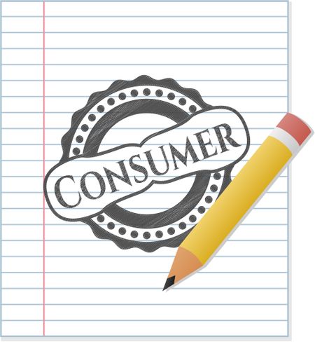 Consumer emblem with pencil effect