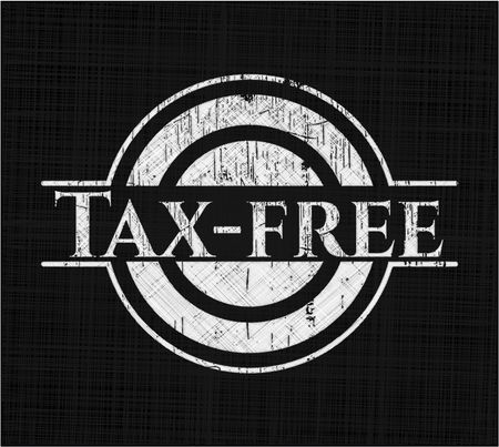 Tax-free chalkboard emblem on black board