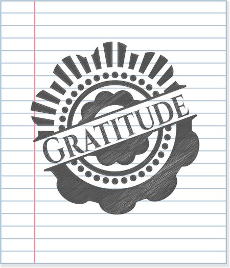 Gratitude emblem with pencil effect