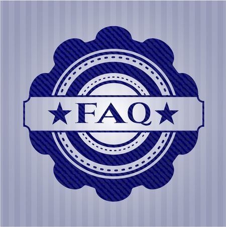 FAQ badge with denim background