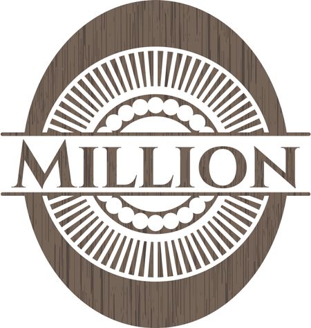 Million retro style wooden emblem