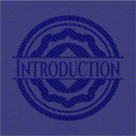 Introduction jean or denim emblem or badge background