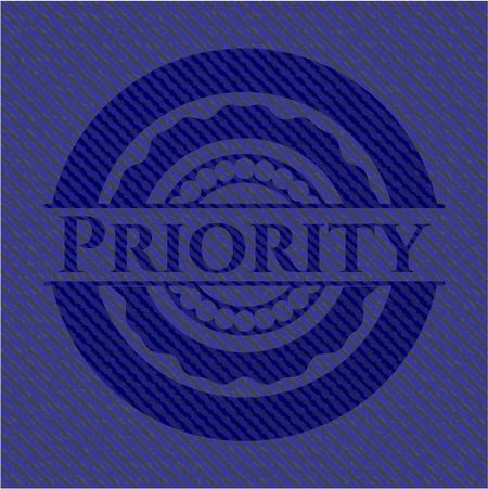 Priority emblem with denim high quality background