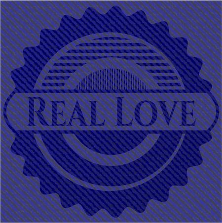 Real Love emblem with denim high quality background