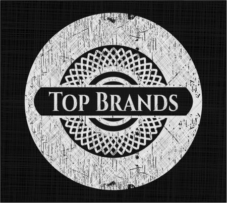 Top Brands chalk emblem written on a blackboard