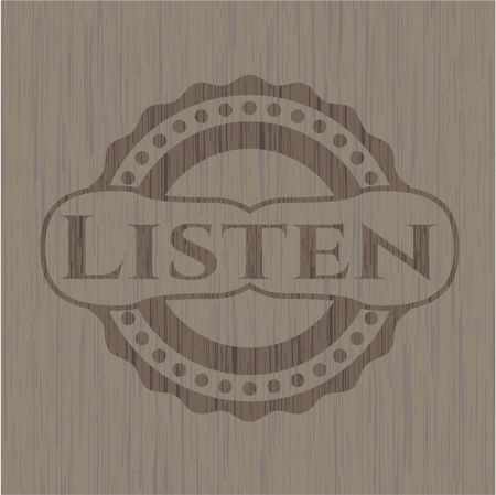 Listen retro wooden emblem