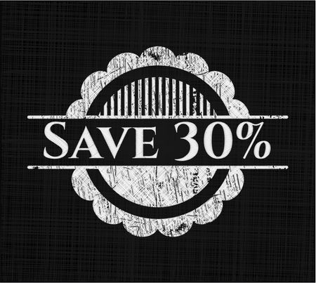 Save 30% chalkboard emblem on black board