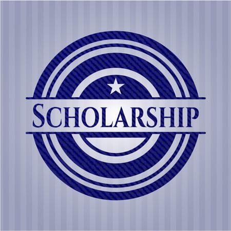 Scholarship emblem with denim high quality background