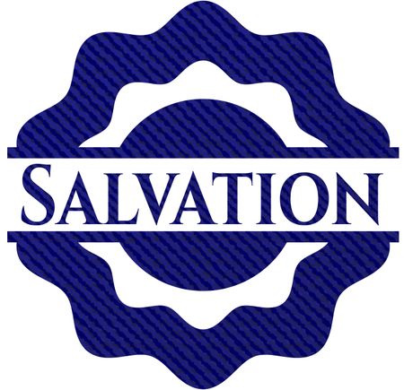 Salvation emblem with denim high quality background