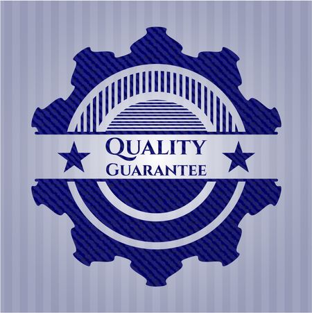 Quality Guarantee emblem with denim high quality background