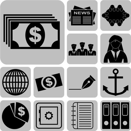 business icon set. 13 icons total. Universal Modern Icons.