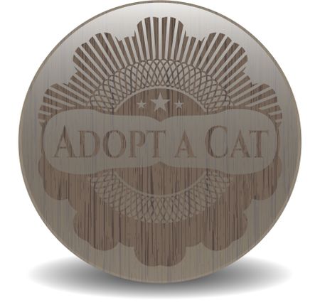 Adopt a Cat realistic wood emblem