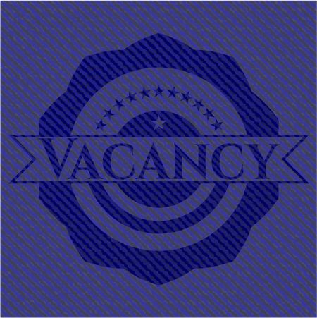 Vacancy emblem with denim texture