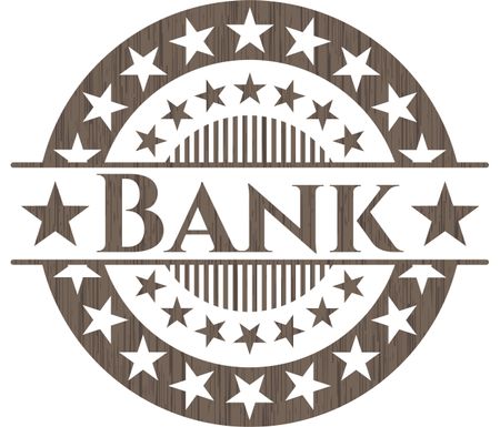Bank badge with wood background