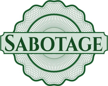 Sabotage written inside rosette