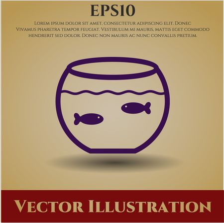 fishbowl with fish icon vector symbol flat eps jpg