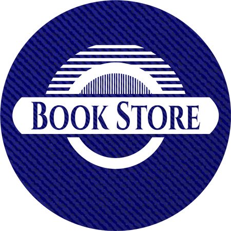 Book Store emblem with denim high quality background
