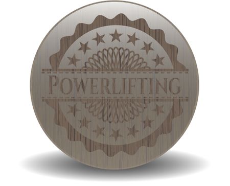 Powerlifting realistic wood emblem