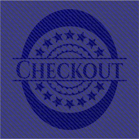 Checkout badge with denim background