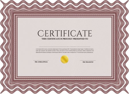 Diploma. Border, frame. Good design. With background. Red color.