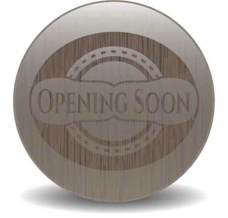 Opening Soon retro wooden emblem