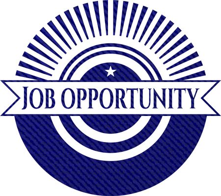 Job Opportunity emblem with jean background