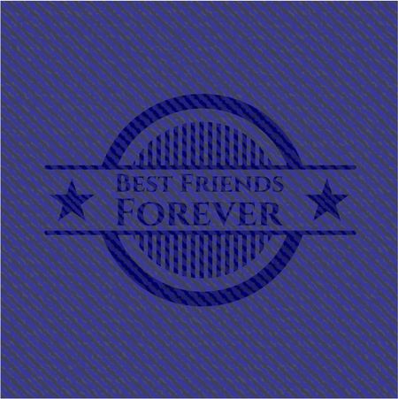 Best Friends Forever badge with denim texture