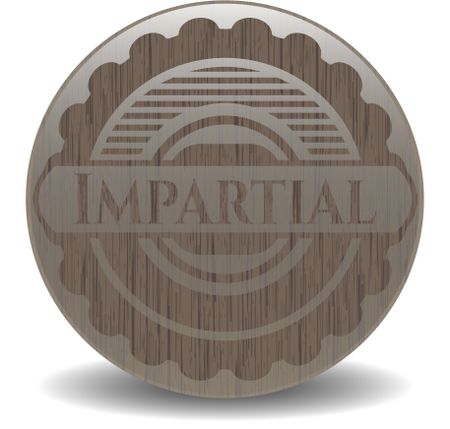 Impartial badge with wooden background