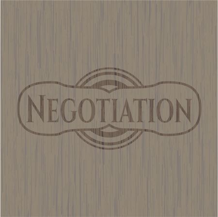 Negotiation wood icon or emblem