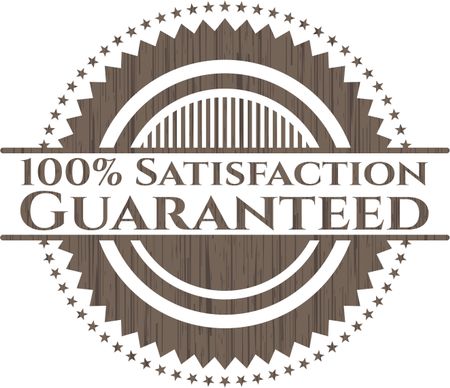 100% Satisfaction Guaranteed wood icon or emblem