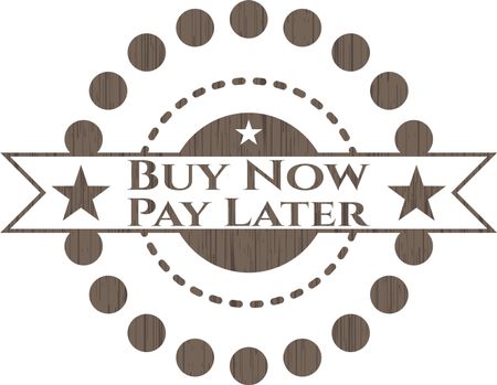 Buy Now Pay Later vintage wood emblem